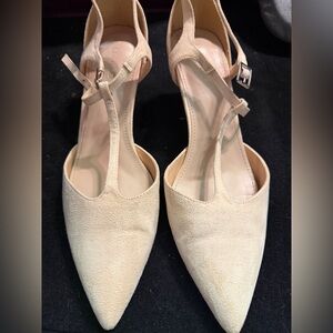 Chic Cream T-Strap Heels for Women